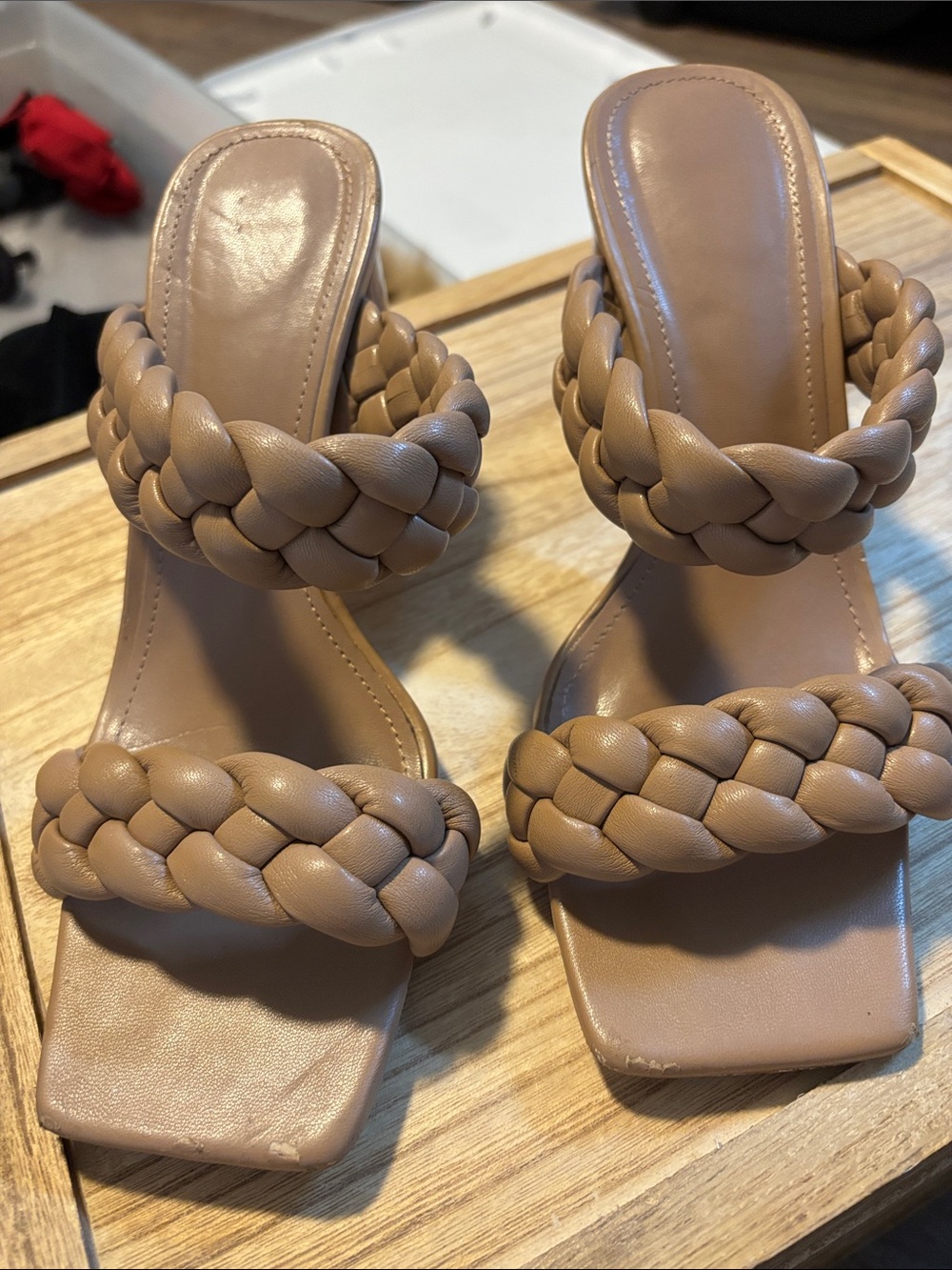 Amazon Braided Double-Strap Heeled Sandals - Tan